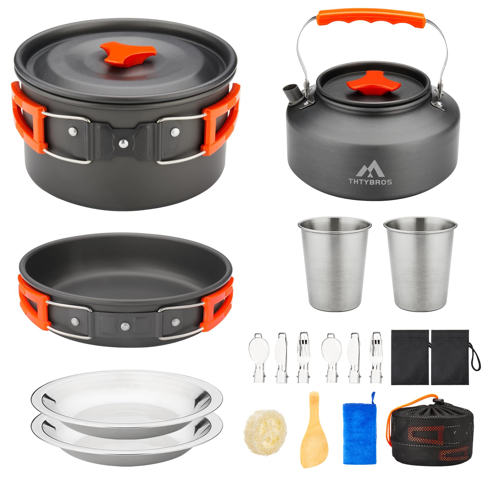 Amazon | THTYBROS 17点セット キャンプ用調理器具キット 0.45ガロン鍋